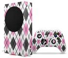 WraptorSkinz Skin Wrap compatible with the 2020 XBOX Series S Console and Controller Argyle Pink and Gray (XBOX NOT INCLUDED)