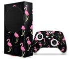WraptorSkinz Skin Wrap compatible with the 2020 XBOX Series S Console and Controller Flamingos on Black (XBOX NOT INCLUDED)
