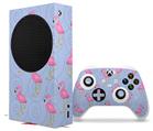 WraptorSkinz Skin Wrap compatible with the 2020 XBOX Series S Console and Controller Flamingos on Blue (XBOX NOT INCLUDED)