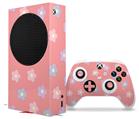 WraptorSkinz Skin Wrap compatible with the 2020 XBOX Series S Console and Controller Pastel Flowers on Pink (XBOX NOT INCLUDED)