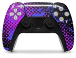 WraptorSkinz Skin Wrap compatible with the Sony PS5 DualSense Controller Halftone Splatter Blue Hot Pink (CONTROLLER NOT INCLUDED)