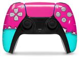 WraptorSkinz Skin Wrap compatible with the Sony PS5 DualSense Controller Ripped Colors Hot Pink Neon Teal (CONTROLLER NOT INCLUDED)