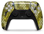 WraptorSkinz Skin Wrap compatible with the Sony PS5 DualSense Controller HEX Mesh Camo 01 Yellow (CONTROLLER NOT INCLUDED)