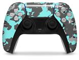 WraptorSkinz Skin Wrap compatible with the Sony PS5 DualSense Controller WraptorCamo Old School Camouflage Camo Neon Teal (CONTROLLER NOT INCLUDED)