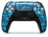 WraptorSkinz Skin Wrap compatible with the Sony PS5 DualSense Controller Scattered Skulls Neon Blue (CONTROLLER NOT INCLUDED)