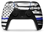 WraptorSkinz Skin Wrap compatible with the Sony PS5 DualSense Controller Brushed USA American Flag Blue Line (CONTROLLER NOT INCLUDED)