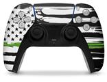 WraptorSkinz Skin Wrap compatible with the Sony PS5 DualSense Controller Brushed USA American Flag Green Line (CONTROLLER NOT INCLUDED)