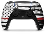 WraptorSkinz Skin Wrap compatible with the Sony PS5 DualSense Controller Brushed USA American Flag Red Line (CONTROLLER NOT INCLUDED)