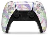 WraptorSkinz Skin Wrap compatible with the Sony PS5 DualSense Controller Neon Swoosh on White (CONTROLLER NOT INCLUDED)