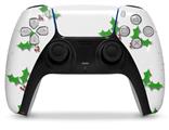 WraptorSkinz Skin Wrap compatible with the Sony PS5 DualSense Controller Christmas Holly Leaves on White (CONTROLLER NOT INCLUDED)