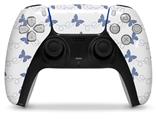 WraptorSkinz Skin Wrap compatible with the Sony PS5 DualSense Controller Pastel Butterflies Blue on White (CONTROLLER NOT INCLUDED)