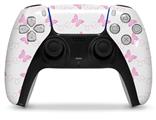 WraptorSkinz Skin Wrap compatible with the Sony PS5 DualSense Controller Pastel Butterflies Pink on White (CONTROLLER NOT INCLUDED)