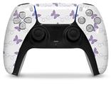 WraptorSkinz Skin Wrap compatible with the Sony PS5 DualSense Controller Pastel Butterflies Purple on White (CONTROLLER NOT INCLUDED)