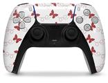 WraptorSkinz Skin Wrap compatible with the Sony PS5 DualSense Controller Pastel Butterflies Red on White (CONTROLLER NOT INCLUDED)