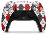 WraptorSkinz Skin Wrap compatible with the Sony PS5 DualSense Controller Argyle Red and Gray (CONTROLLER NOT INCLUDED)