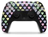 WraptorSkinz Skin Wrap compatible with the Sony PS5 DualSense Controller Pastel Hearts on Black (CONTROLLER NOT INCLUDED)