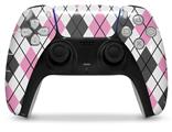 WraptorSkinz Skin Wrap compatible with the Sony PS5 DualSense Controller Argyle Pink and Gray (CONTROLLER NOT INCLUDED)
