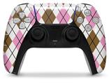 WraptorSkinz Skin Wrap compatible with the Sony PS5 DualSense Controller Argyle Pink and Brown (CONTROLLER NOT INCLUDED)