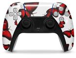 WraptorSkinz Skin Wrap compatible with the Sony PS5 DualSense Controller Butterflies Red (CONTROLLER NOT INCLUDED)