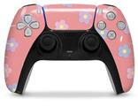 WraptorSkinz Skin Wrap compatible with the Sony PS5 DualSense Controller Pastel Flowers on Pink (CONTROLLER NOT INCLUDED)