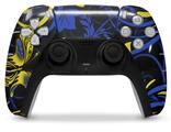 WraptorSkinz Skin Wrap compatible with the Sony PS5 DualSense Controller Twisted Garden Blue and Yellow (CONTROLLER NOT INCLUDED)