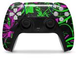 WraptorSkinz Skin Wrap compatible with the Sony PS5 DualSense Controller Twisted Garden Green and Hot Pink (CONTROLLER NOT INCLUDED)