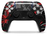 WraptorSkinz Skin Wrap compatible with the Sony PS5 DualSense Controller Twisted Garden Gray and Red (CONTROLLER NOT INCLUDED)