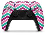 WraptorSkinz Skin Wrap compatible with the Sony PS5 DualSense Controller Zig Zag Teal Pink Purple (CONTROLLER NOT INCLUDED)