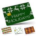 Vinyl Skin Decal Sticker Wrap 4 Pack Ugly Holiday Christmas Sweater - Happy Holidays Sweater Green 01 fits Credit - Debit Card with Small Chip