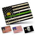 Vinyl Skin Decal Sticker Wrap 4 Pack Painted Faded and Cracked Green Line USA American Flag fits Credit - Debit Card with Small Chip