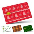 Vinyl Skin Decal Sticker Wrap 4 Pack Ugly Holiday Christmas Sweater - Christmas Trees Red 01 fits Credit - Debit Card with Small Chip
