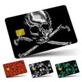 Vinyl Skin Decal Sticker Wrap 4 Pack Chrome Skull on Black fits Credit - Debit Card with Small Chip