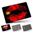 Vinyl Skin Decal Sticker Wrap 4 Pack Big Kiss Lips Red on Black fits Credit - Debit Card with Small Chip