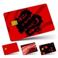 Vinyl Skin Decal Sticker Wrap 4 Pack Oriental Dragon Black on Red fits Credit - Debit Card with Small Chip