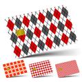 Vinyl Skin Decal Sticker Wrap 4 Pack Argyle Red and Gray fits Credit - Debit Card with Small Chip
