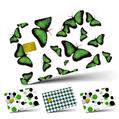 Vinyl Skin Decal Sticker Wrap 4 Pack Butterflies Green fits Credit - Debit Card with Small Chip