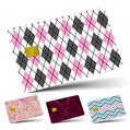 Vinyl Skin Decal Sticker Wrap 4 Pack Argyle Pink and Gray fits Credit - Debit Card with Small Chip