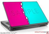 Large Laptop Skin Ripped Colors Hot Pink Neon Teal
