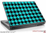 Large Laptop Skin Houndstooth Neon Teal on Black