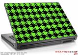 Large Laptop Skin Houndstooth Neon Lime Green on Black