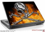Large Laptop Skin Chrome Skull on Fire