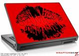 Large Laptop Skin Big Kiss Lips Black on Red