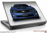 Large Laptop Skin 2010 Chevy Camaro Aqua - Black Stripes