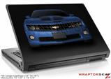 Large Laptop Skin 2010 Chevy Camaro Aqua - Black Stripes on Black