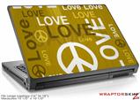 Large Laptop Skin Love and Peace Yellow