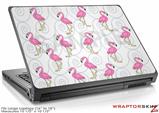 Large Laptop Skin Flamingos on White