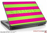 Large Laptop Skin Kearas Psycho Stripes Neon Green and Hot Pink
