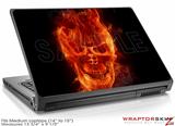 Medium Laptop Skin Flaming Fire Skull Orange
