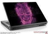 Medium Laptop Skin Flaming Fire Skull Hot Pink Fuchsia