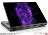Medium Laptop Skin Flaming Fire Skull Purple